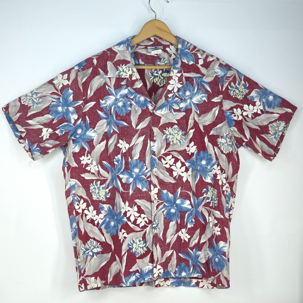Vintage Hilo Hattie Hawaiian Button Shirt Men 2XL Floral Hibiscus Cotton 562 USA